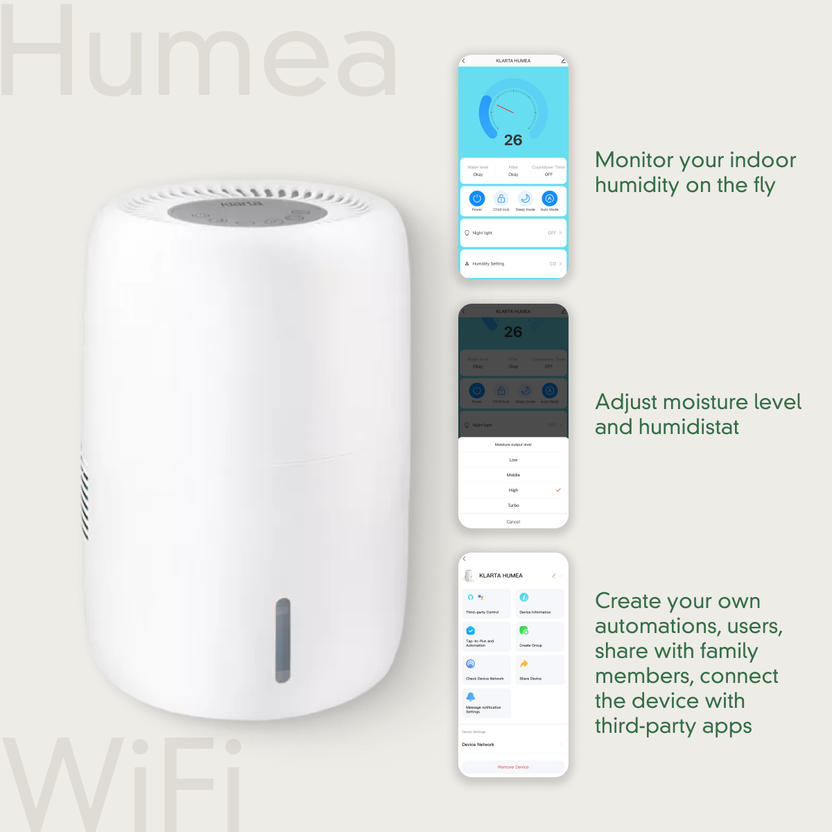 Klarta Humea Smart Evaporative Air Humidifier with WiFi